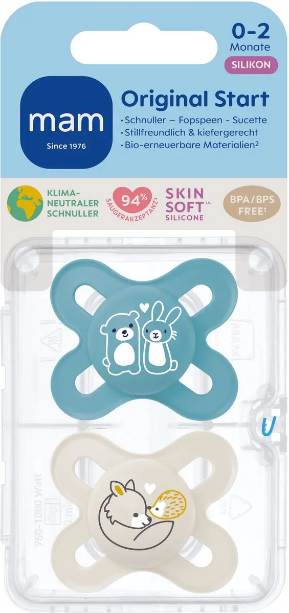 MAM Start Siliconen Speen 0-2 Maanden - Blauw - 2 Stuks