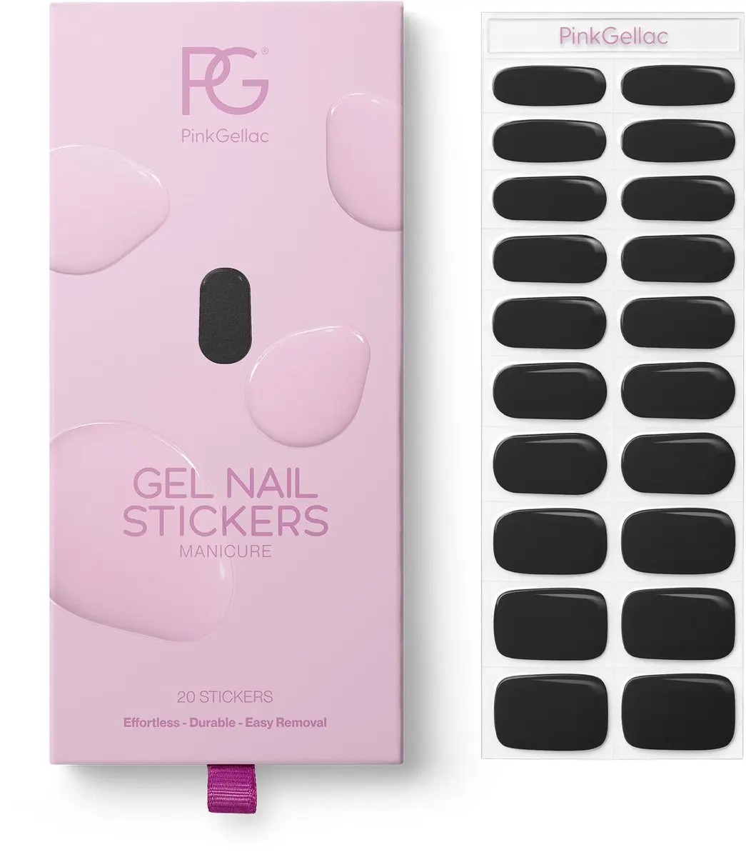 Pink Gellac UV Nagelstickers Jet Black 0024 - 20 Stuks