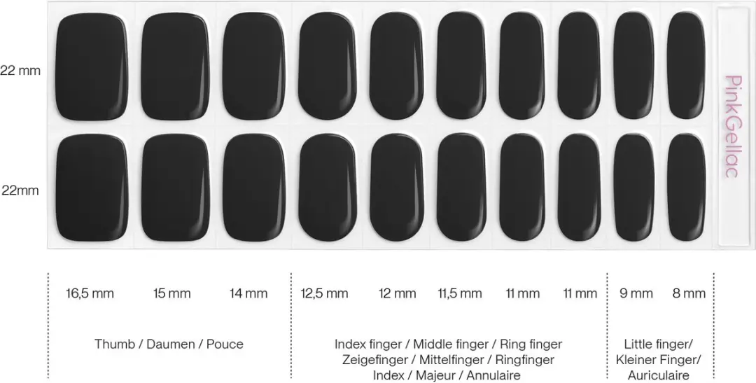 Pink Gellac UV Nagelstickers Jet Black 0024 - 20 Stuks