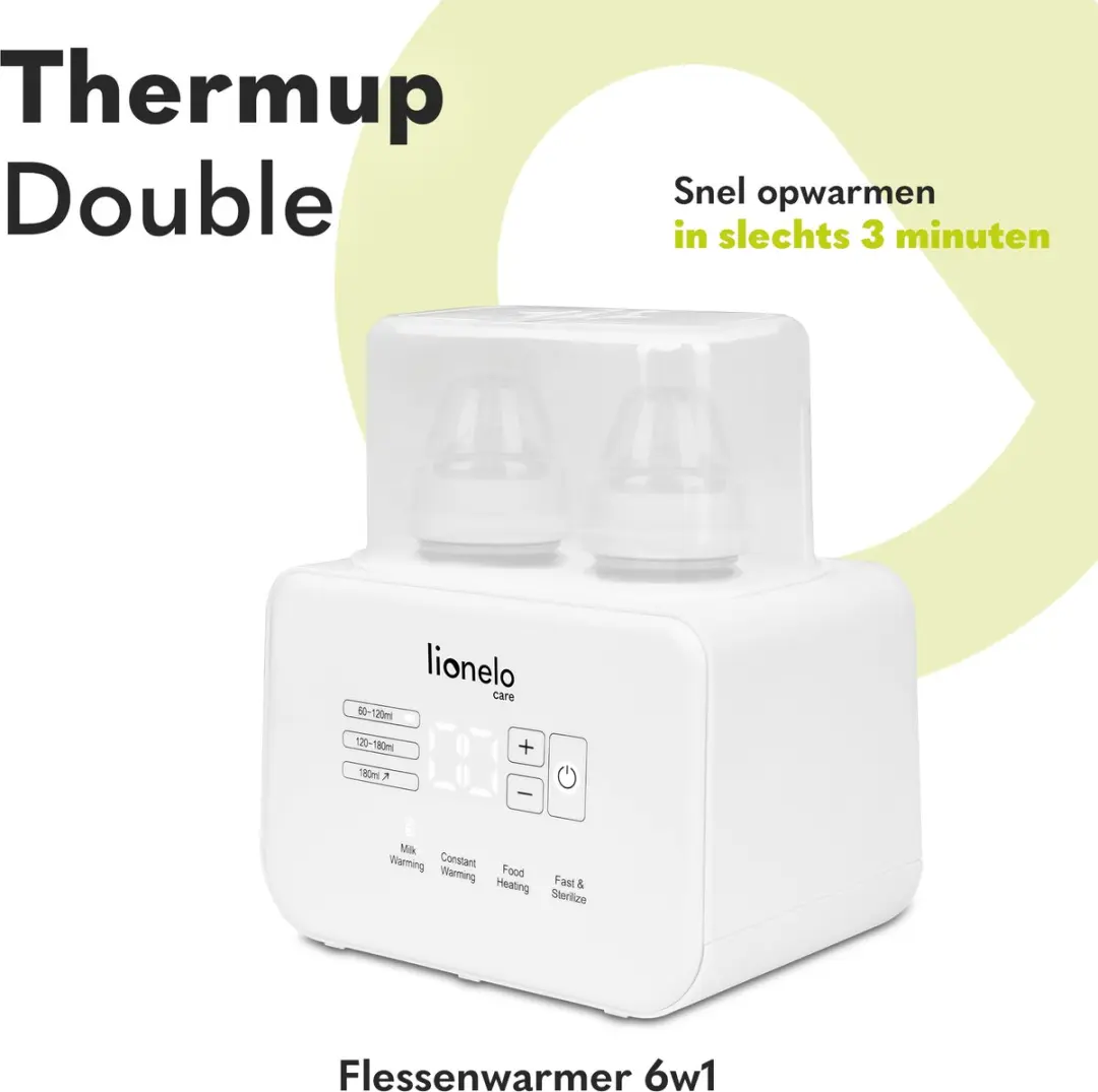 Lionelo Thermup Dubbele Flessenwarmer 6-in-1 - Wit