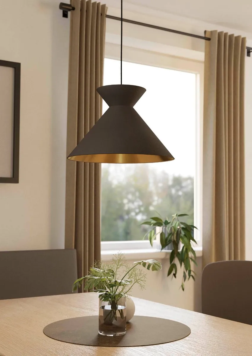 Eglo Nastasia Hanglamp E27 - Ø38cm - Zwart/Cappuccino - afbeelding 6 van 6