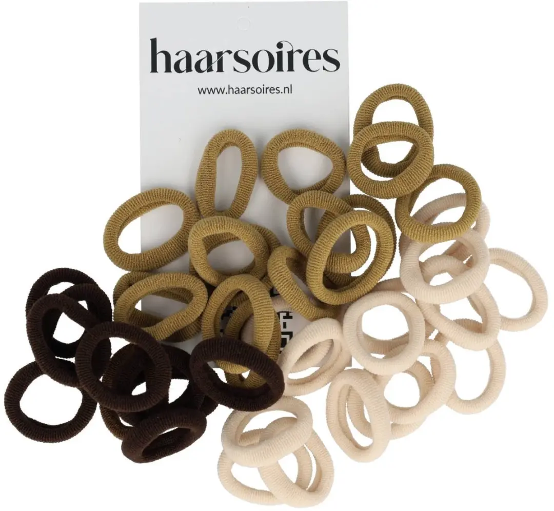 Haarsoires Haarelastiekjes Mini 2cm - Bruin Beige Crème - 40 Stuks