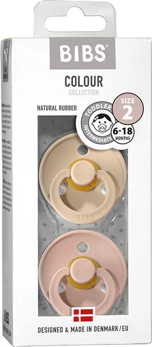 BIBS Colour Pacifier Maat 2 - 2 Stuks - Vanilla/Blush