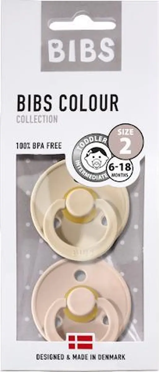 BIBS Colour Pacifier Maat 2 - 2 Stuks - Vanilla/Blush