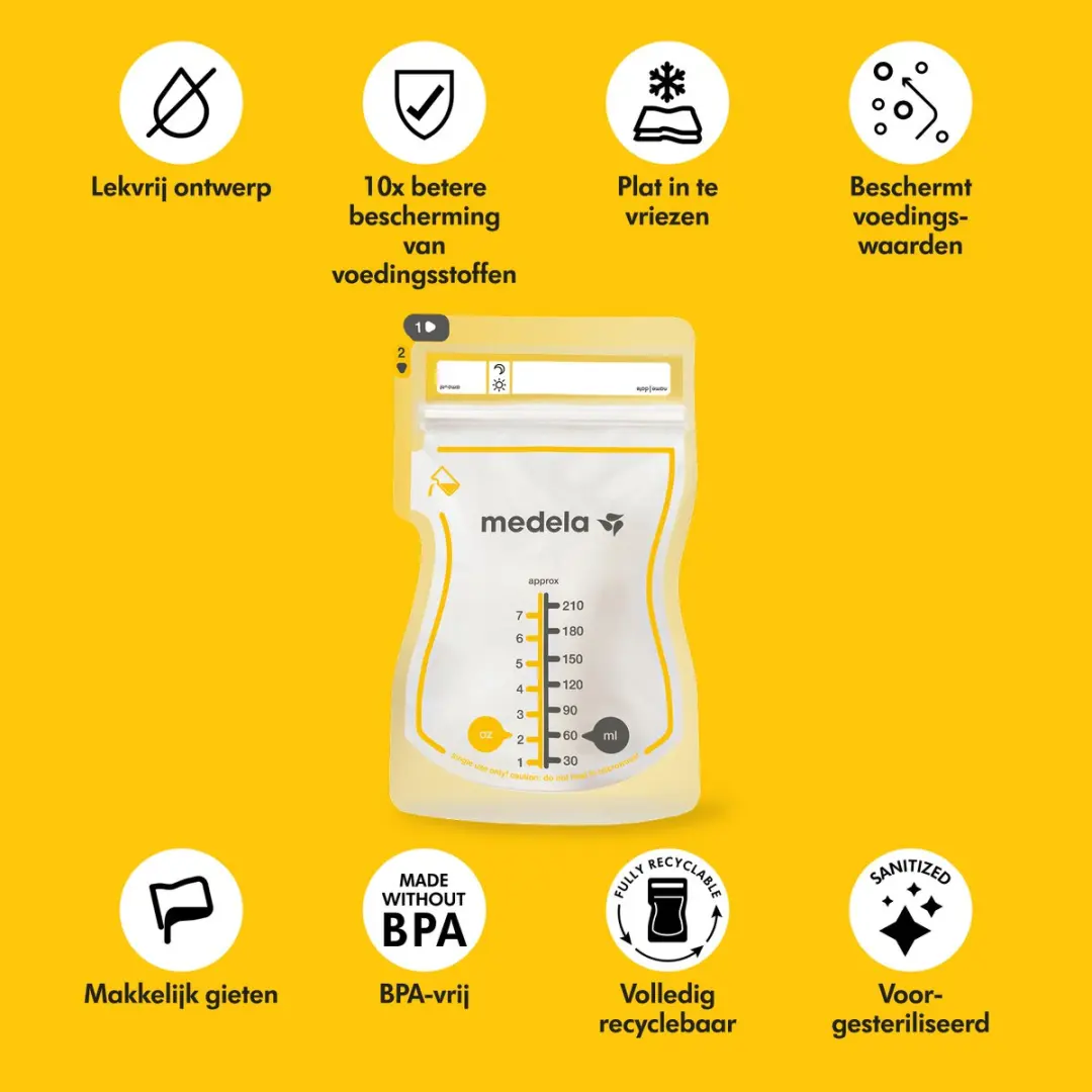 Medela Moedermelk Bewaarzakjes 50 Stuks - 210ml - Lekvrij