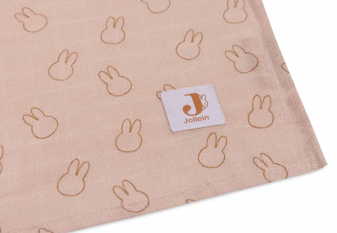 Jollein x Nijntje Hydrofiele Doek Large 115x115cm - 2 Stuks - Miffy Silhouettes Wild Rose