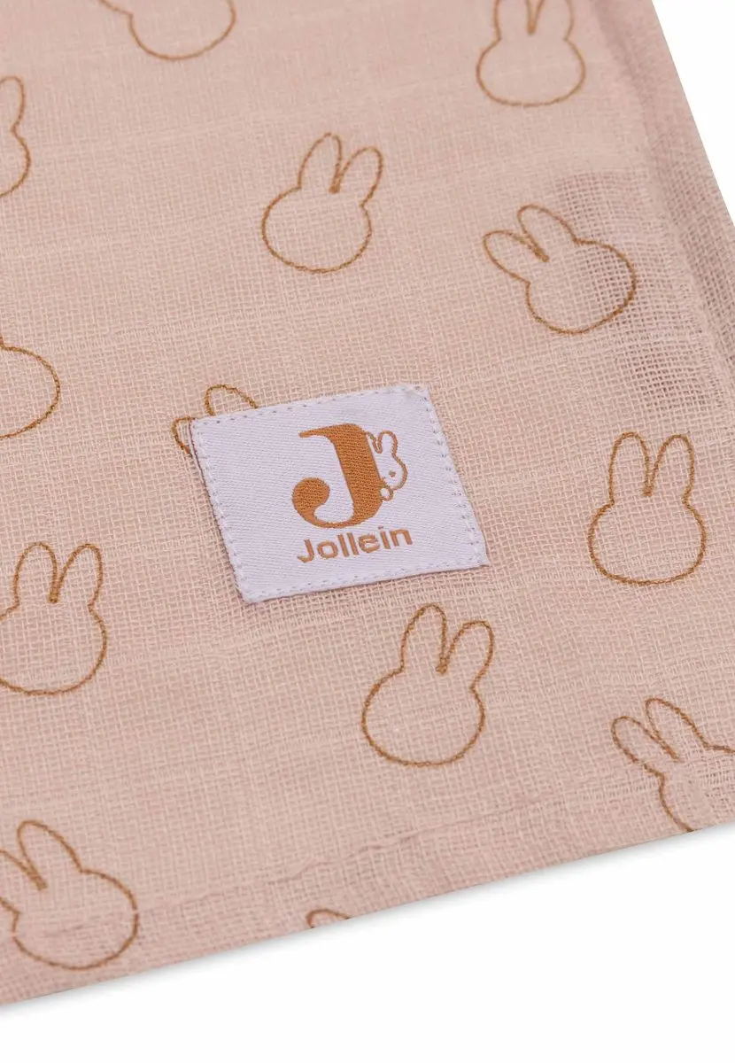 Jollein x Nijntje Hydrofiele Doek Large 115x115cm - 2 Stuks - Miffy Silhouettes Wild Rose