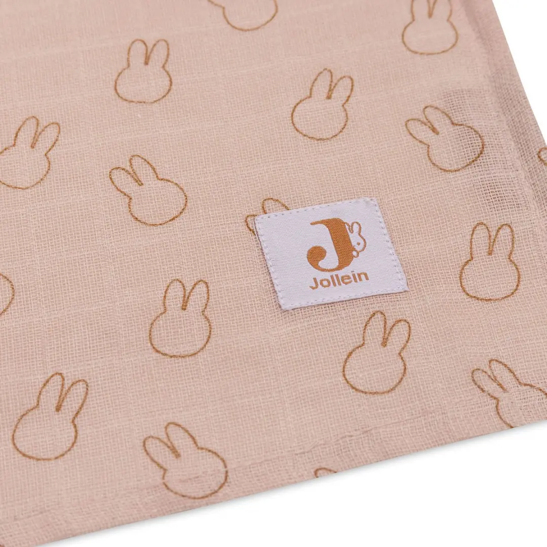 Jollein x Nijntje Hydrofiele Doek Large 115x115cm - 2 Stuks - Miffy Silhouettes Wild Rose