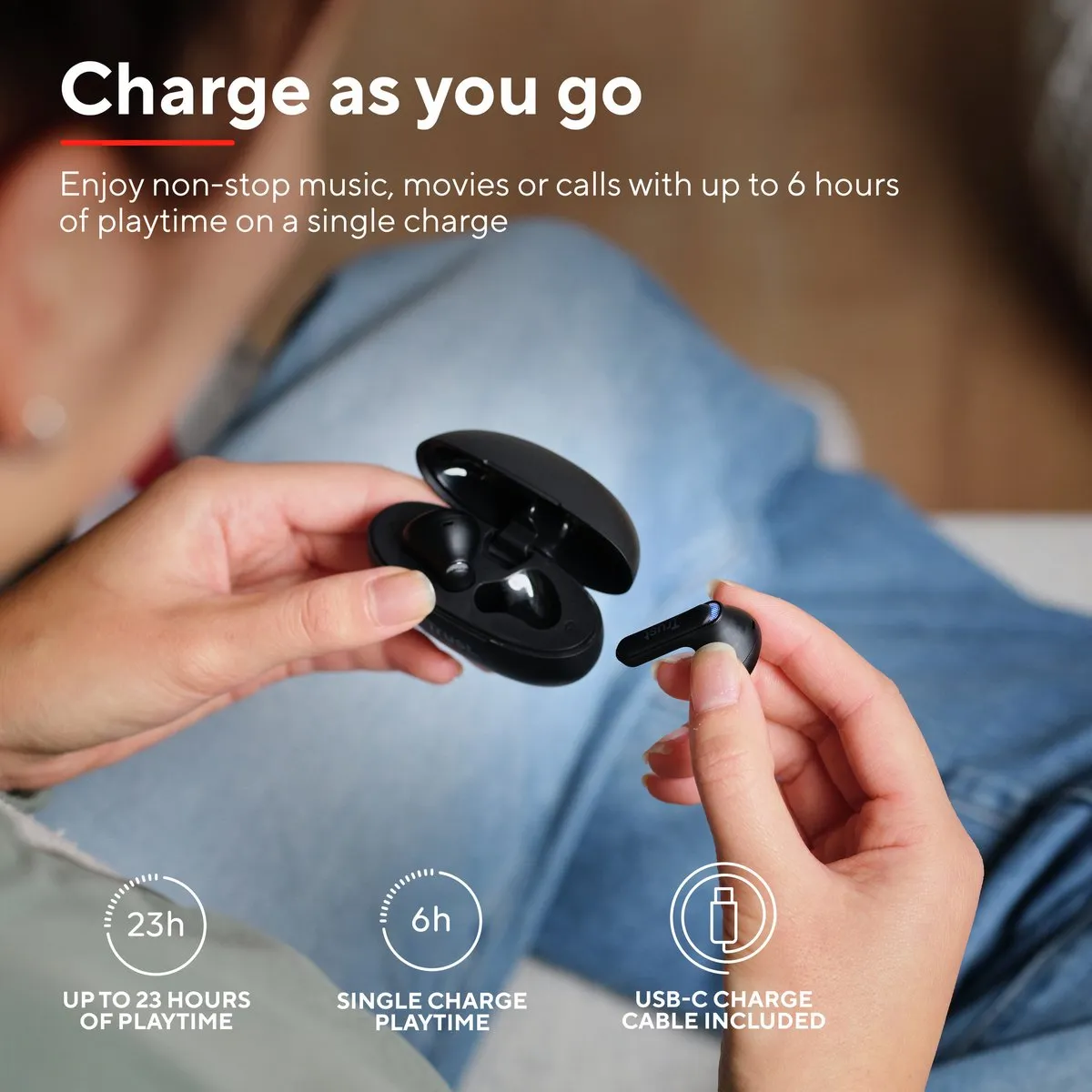 Trust Yavi 25296 Bluetooth Oordopjes Noise-Cancelling - Zwart - afbeelding 6 van 6