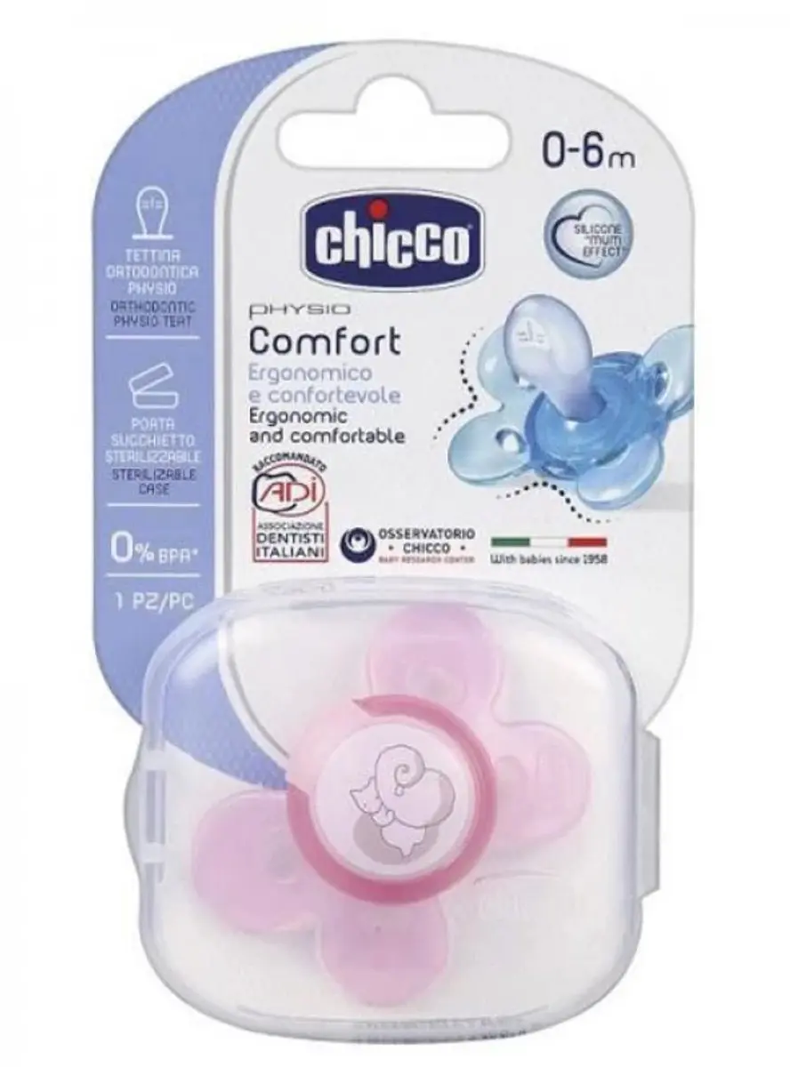 Chicco Physio Comfort Fopspeen Siliconen 0-6M - Roze