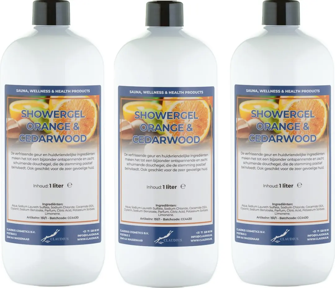 Splashbox Cosmetics Douchegel Sweet Orange & Cedarwood 1L - 3 Stuks