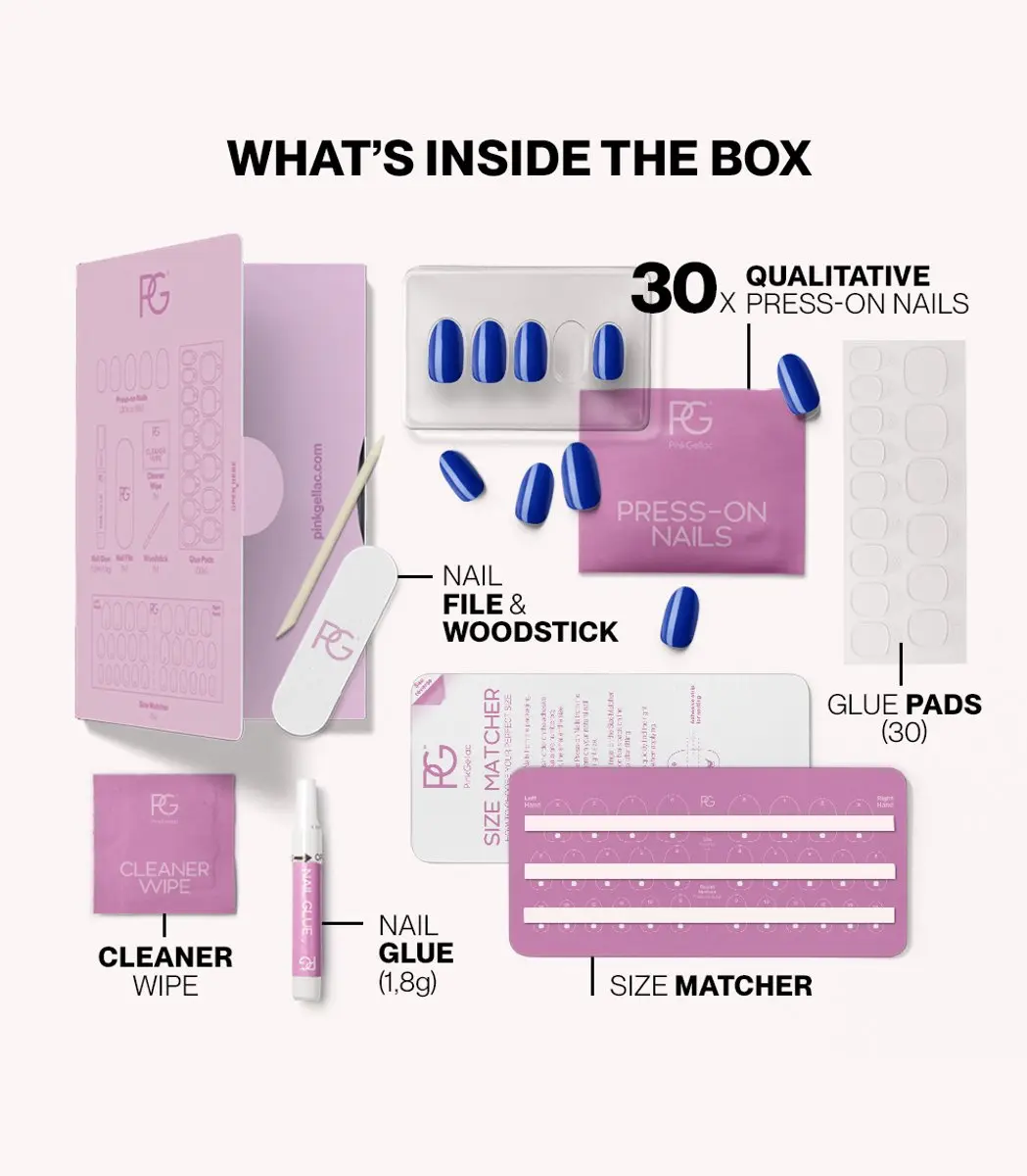 Pink Gellac Press On Nagels 221 Delighted Blue - 30 Stuks