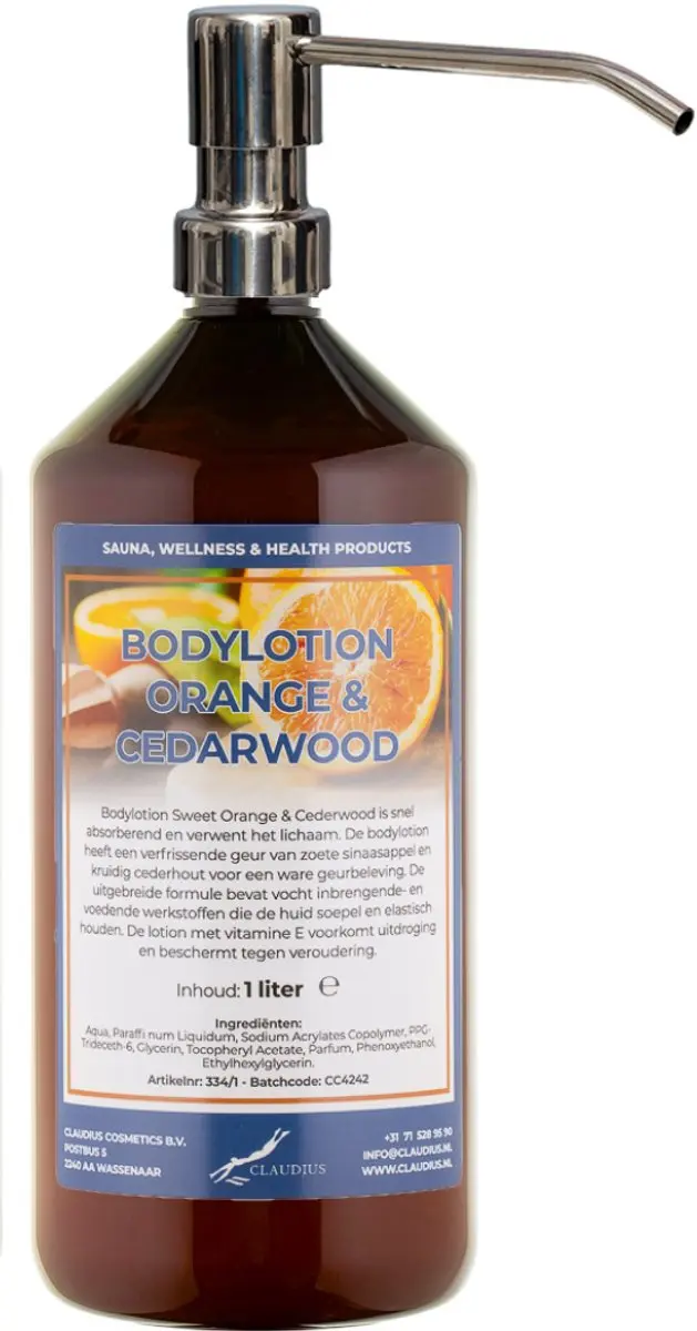 Splashbox Cosmetics Bodylotion Sweet Orange & Cedarwood 1L - RVS Pomp