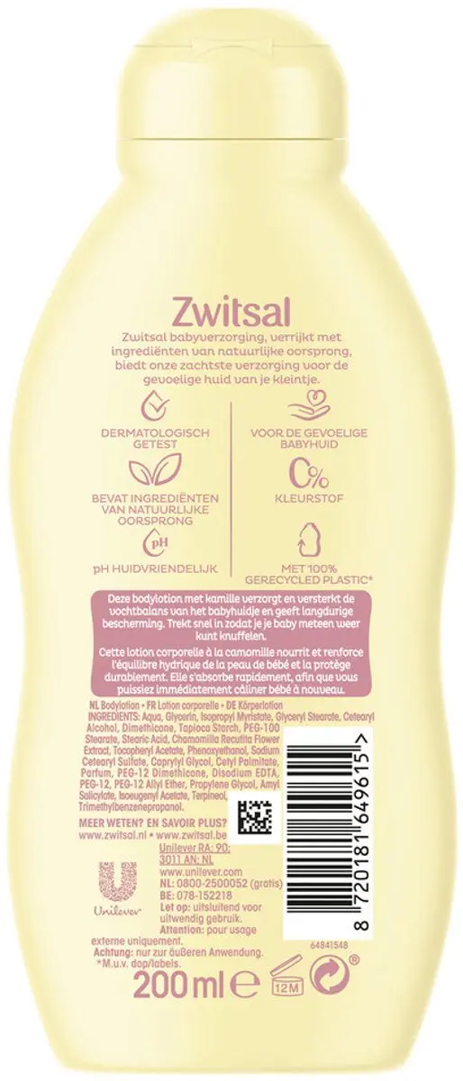Zwitsal Baby Bodylotion 200ml - Kamille