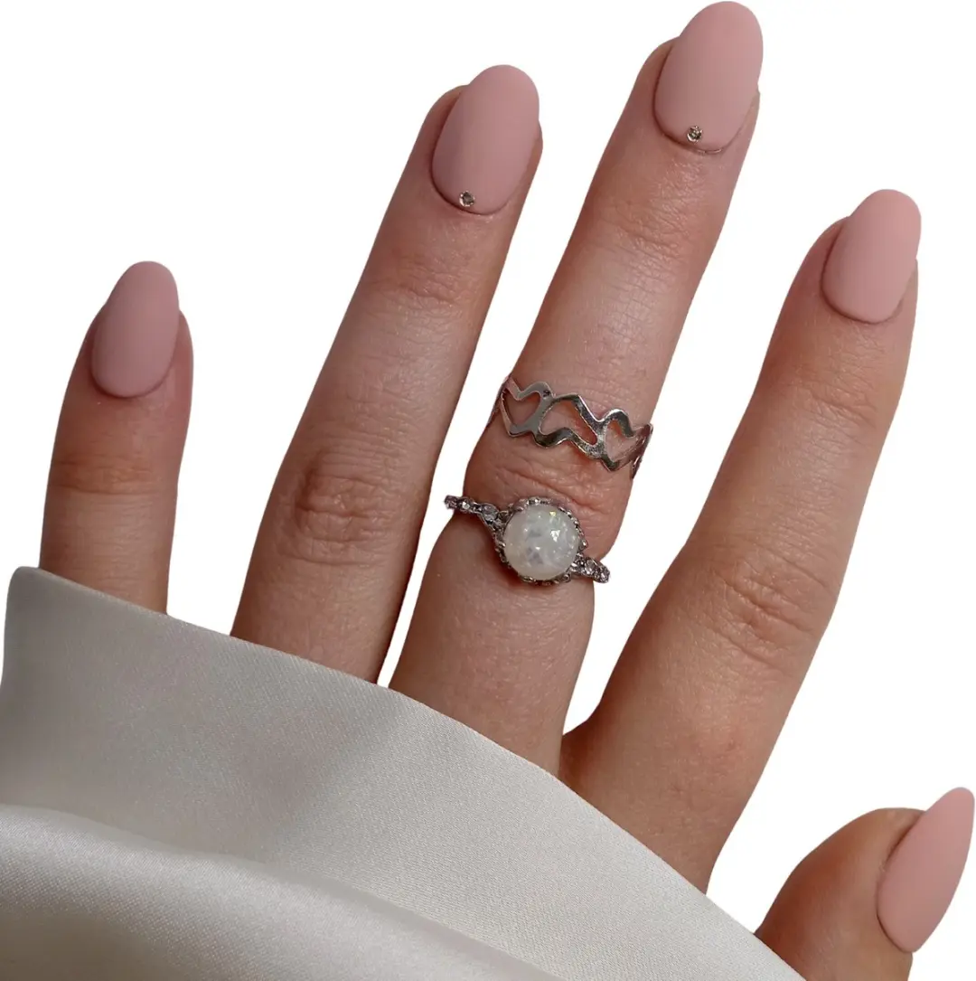 SD Press on Nails B-40 Plaknagels - 20 Stuks - Nude Matte