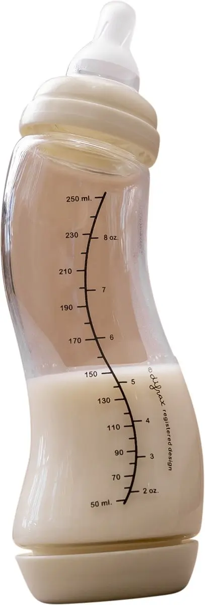 Difrax Glazen Natural S-fles 250ml - Anti-koliek - Ivory