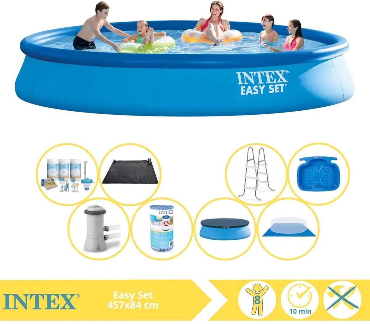 Intex Easy Set Opblaaszwembad 457x84cm - Blauw - 28158GN