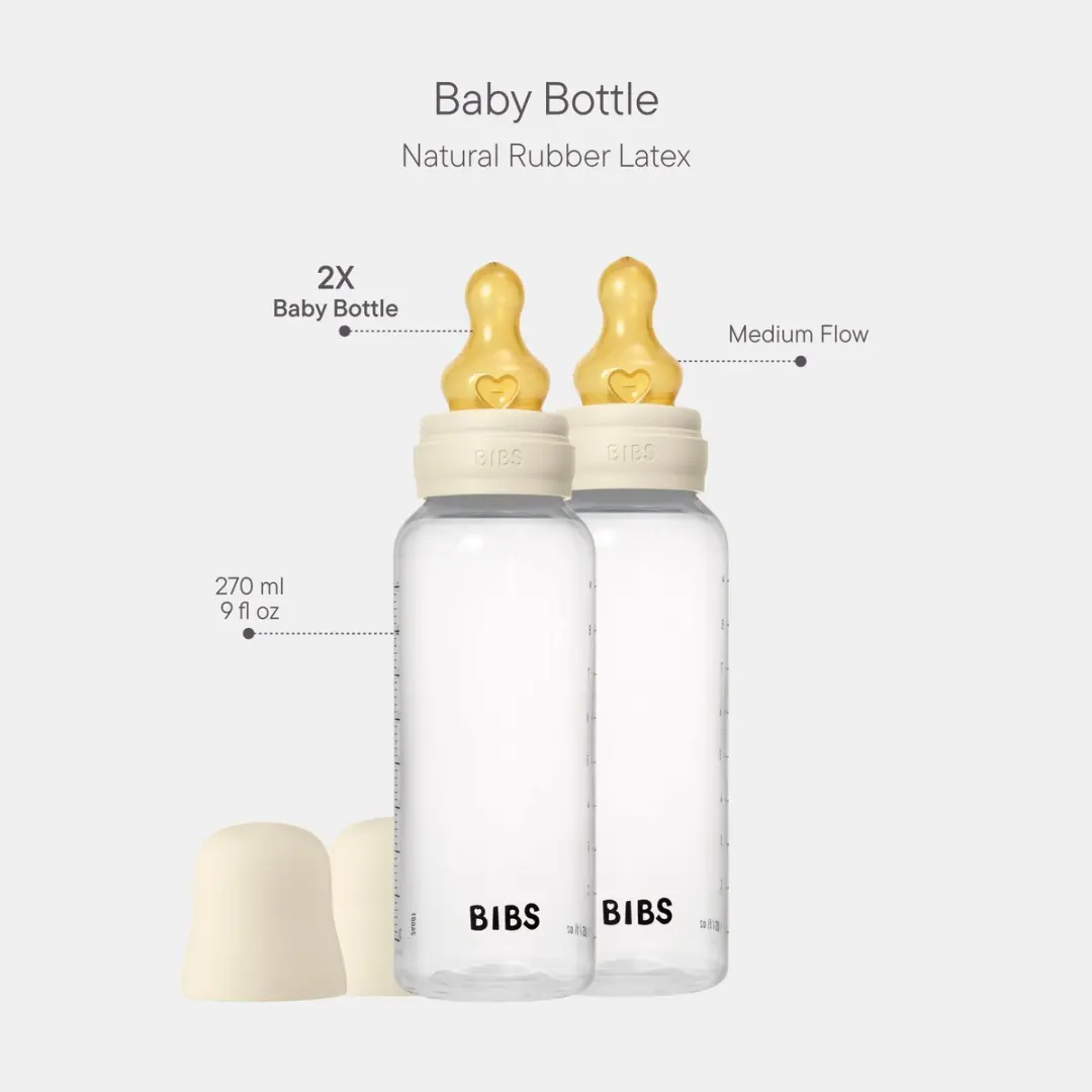 BIBS Babyfles 270ml - 2 Stuks - Natuurlijk Latexrubber - Ivory