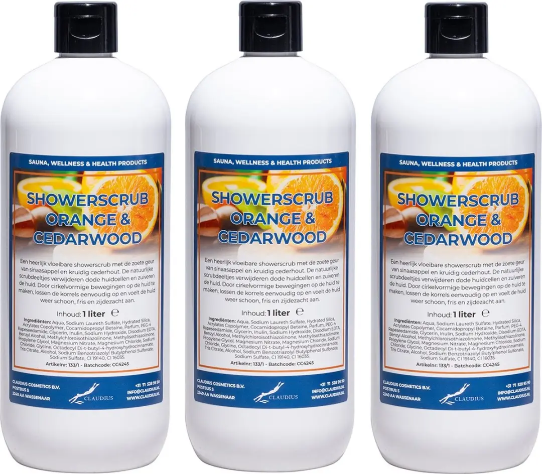 Splashbox Cosmetics Showerscrub Sweet Orange & Cedarwood 1,5L - 3 Stuks