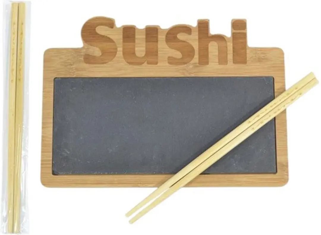 Alpina Serveerset Sushi 3-delig - 25x18x2cm - Bruin