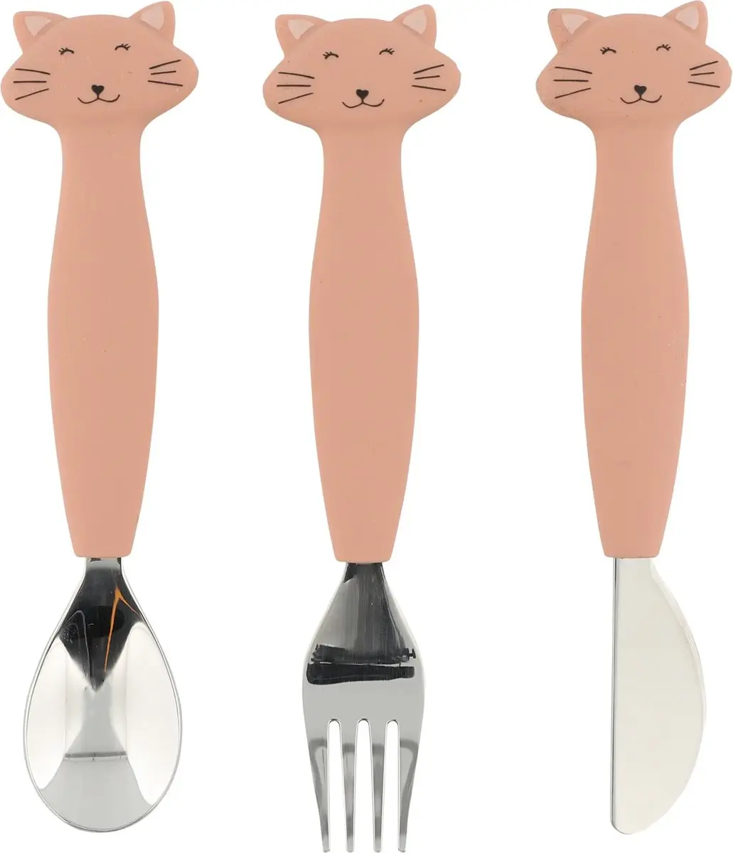 Trixie Babybestek Mrs. Cat - Eetset Siliconen Roze - afbeelding 5 van 5