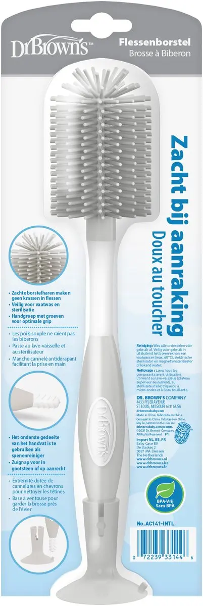 Dr. Brown's Siliconen Flessenborstel - Grijs