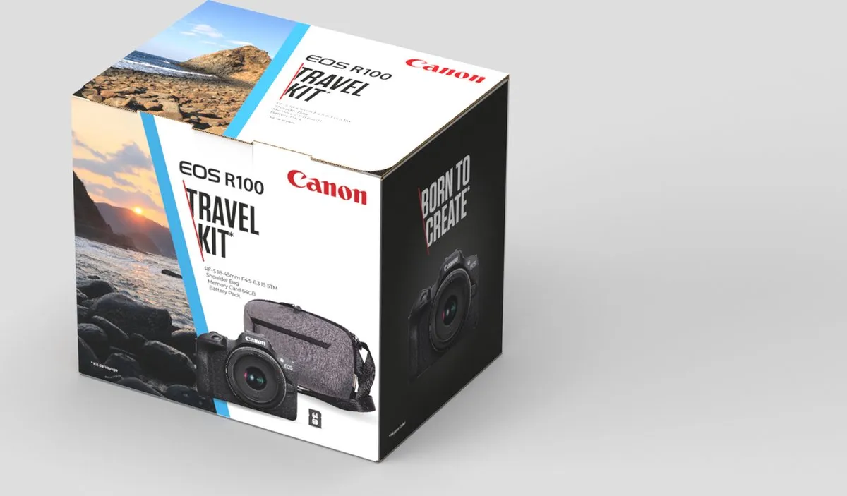 Canon EOS R100 RF-S 18-45mm IS STM Travel Kit - Zwart
