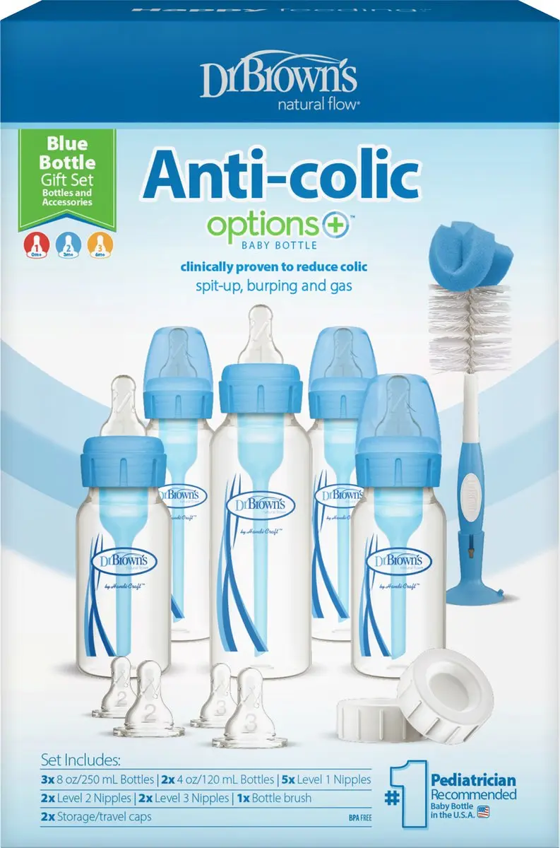 Dr. Brown's Options+ Anti-Colic Starterset Blauw - 15 Stuks