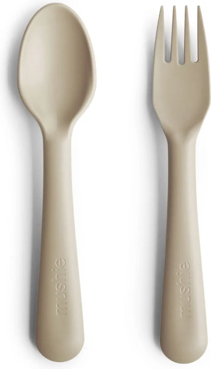 Mushie Kinderservies Bestek - 2-delig - Vanilla