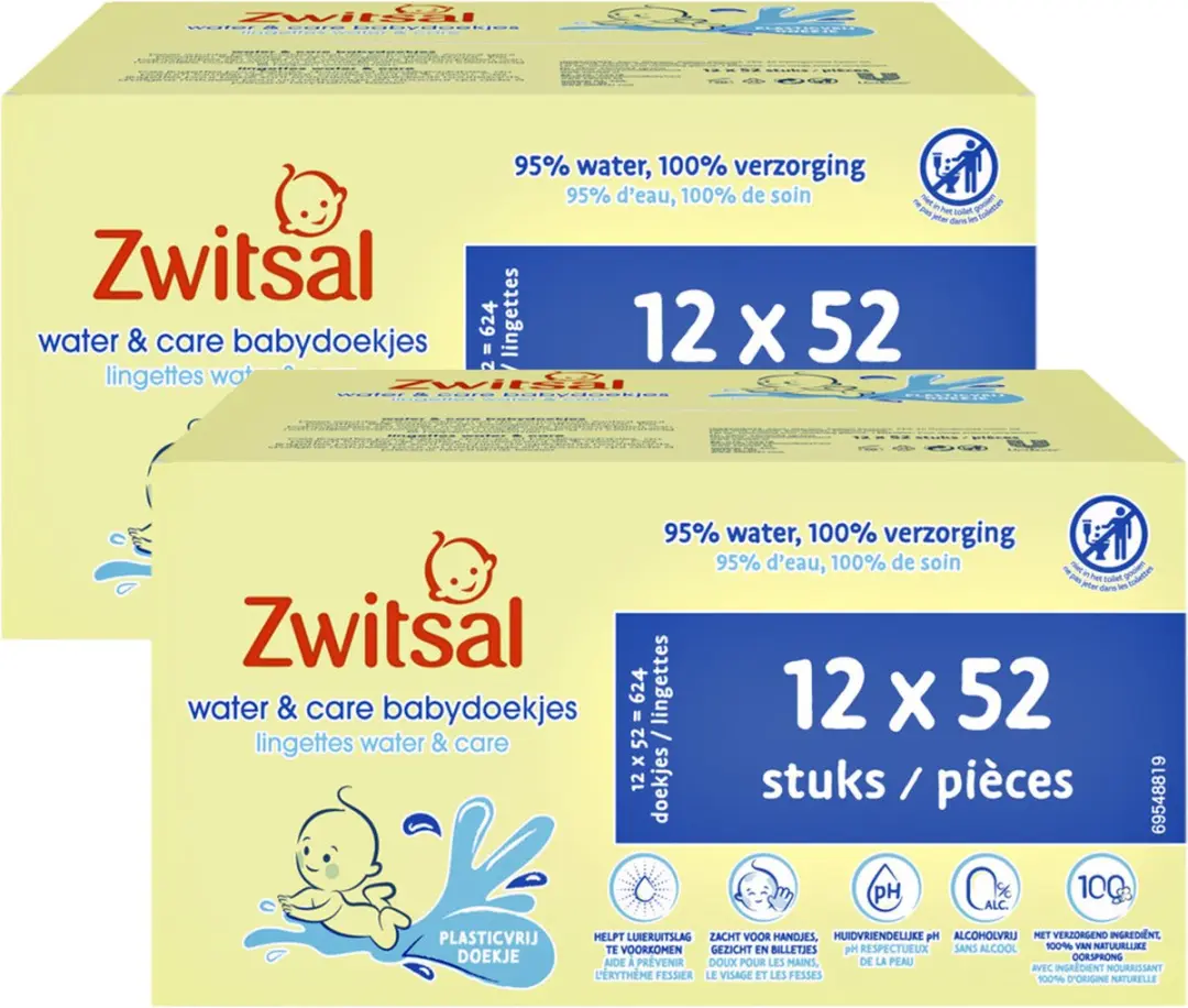 Zwitsal Billendoekjes Water & Care - 1248 Stuks