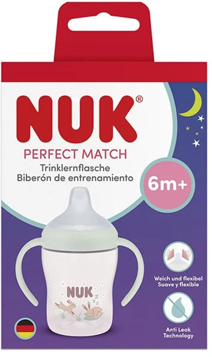NUK Perfect Match Oefenbeker 150ml - Glow in the dark - Konijntje - Groen/Roz