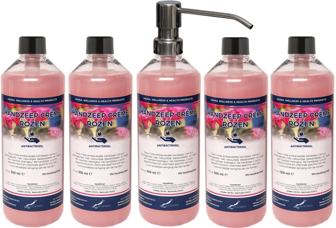 Splashbox Cosmetics Handzeep Crème Rozen 500ml - 5 Stuks