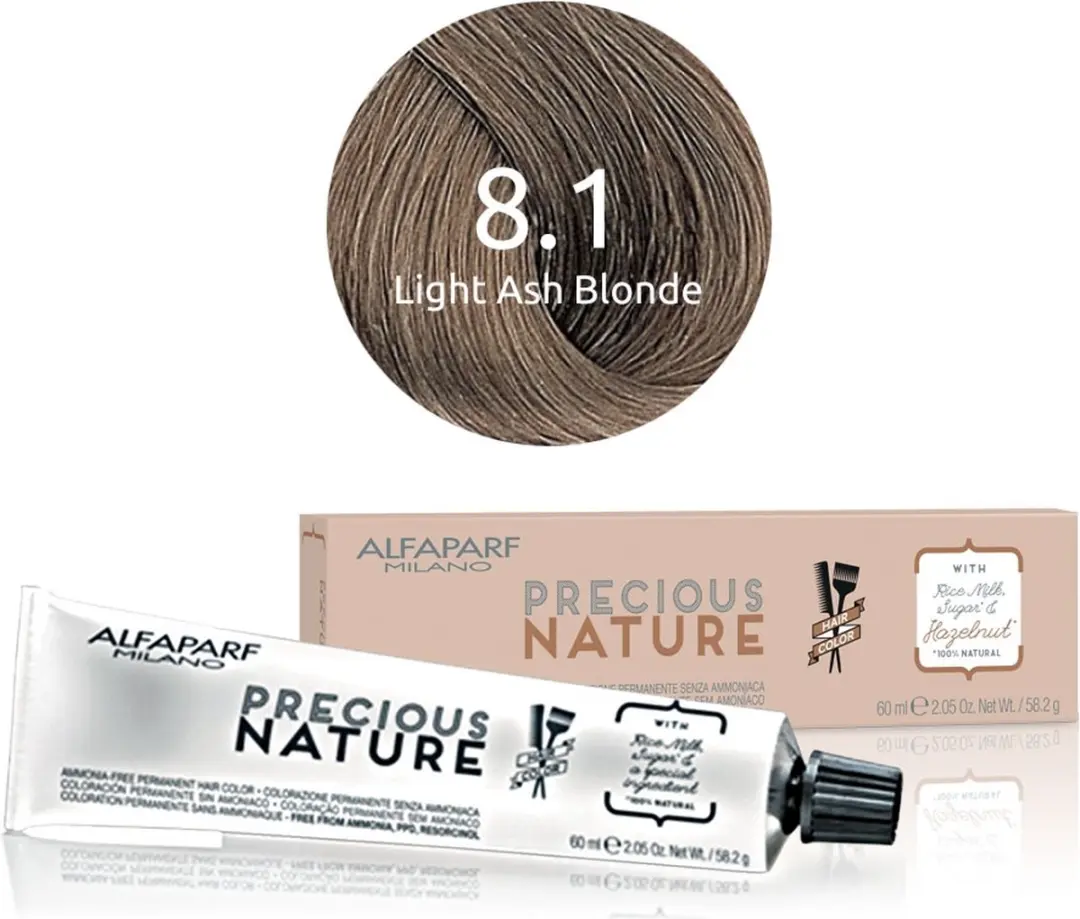 ALFAPARF Precious Nature Permanent Haarkleur 8.1 Zwart 60ml