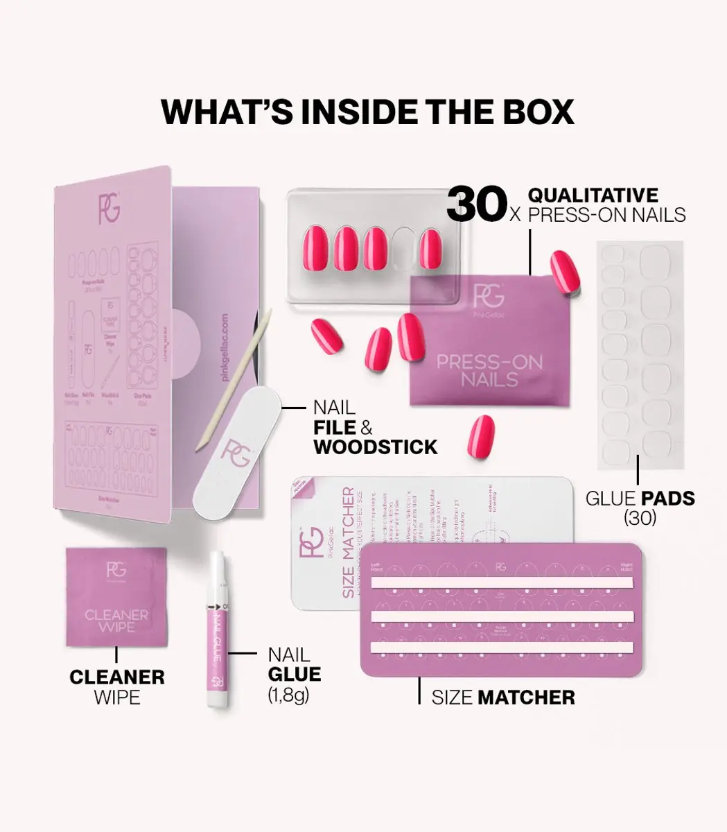 Pink Gellac Press On Nagels 161 Ibiza Pink - 30 Stuks - M