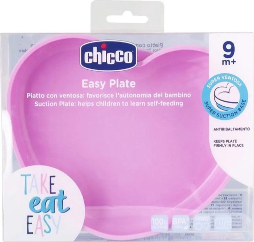 Chicco Hartvormig Siliconen Bordje Roze - 9M+