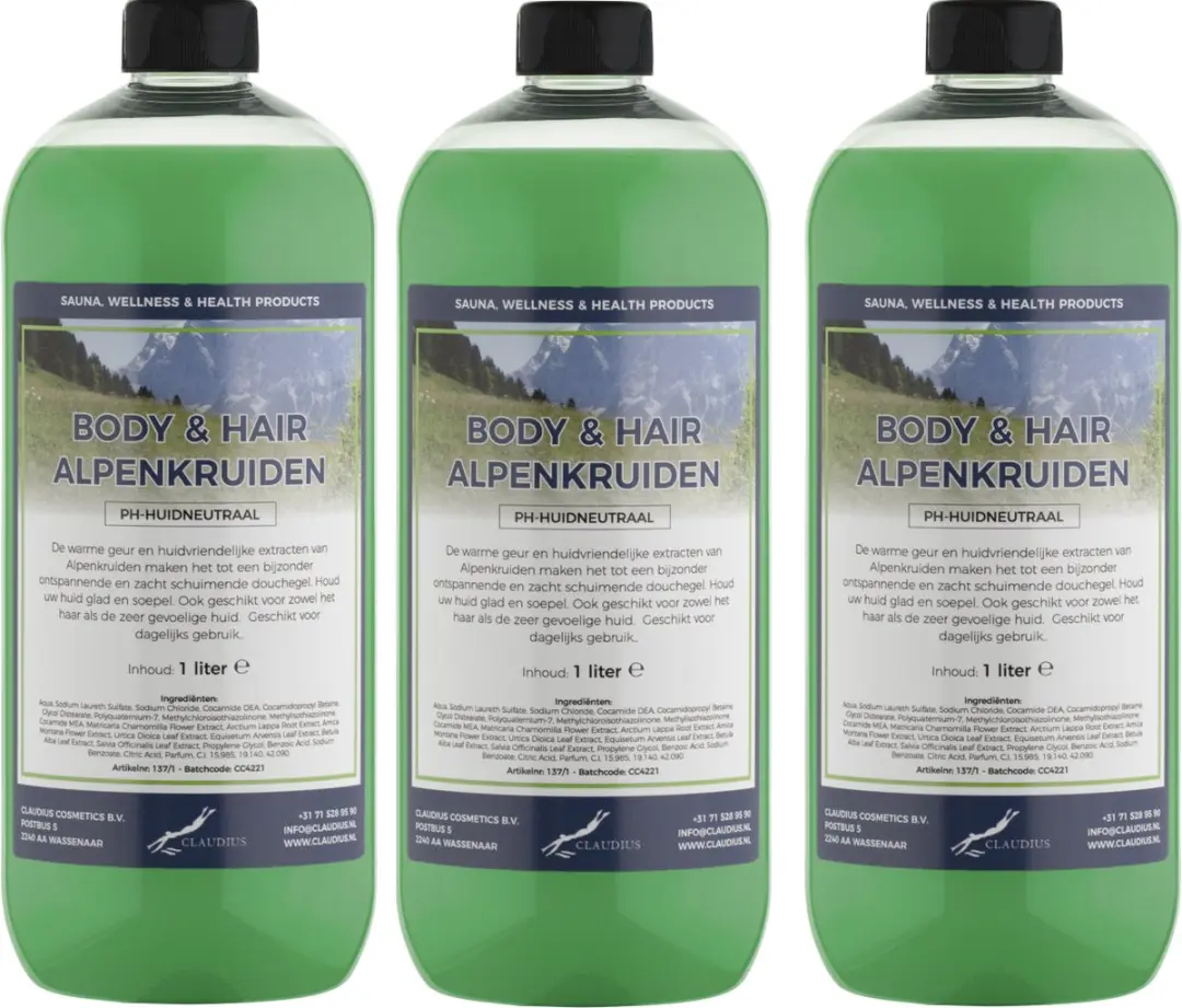 Splashbox Cosmetics Alpenkruiden 2-in-1 Douchegel Haarwas 3x1L