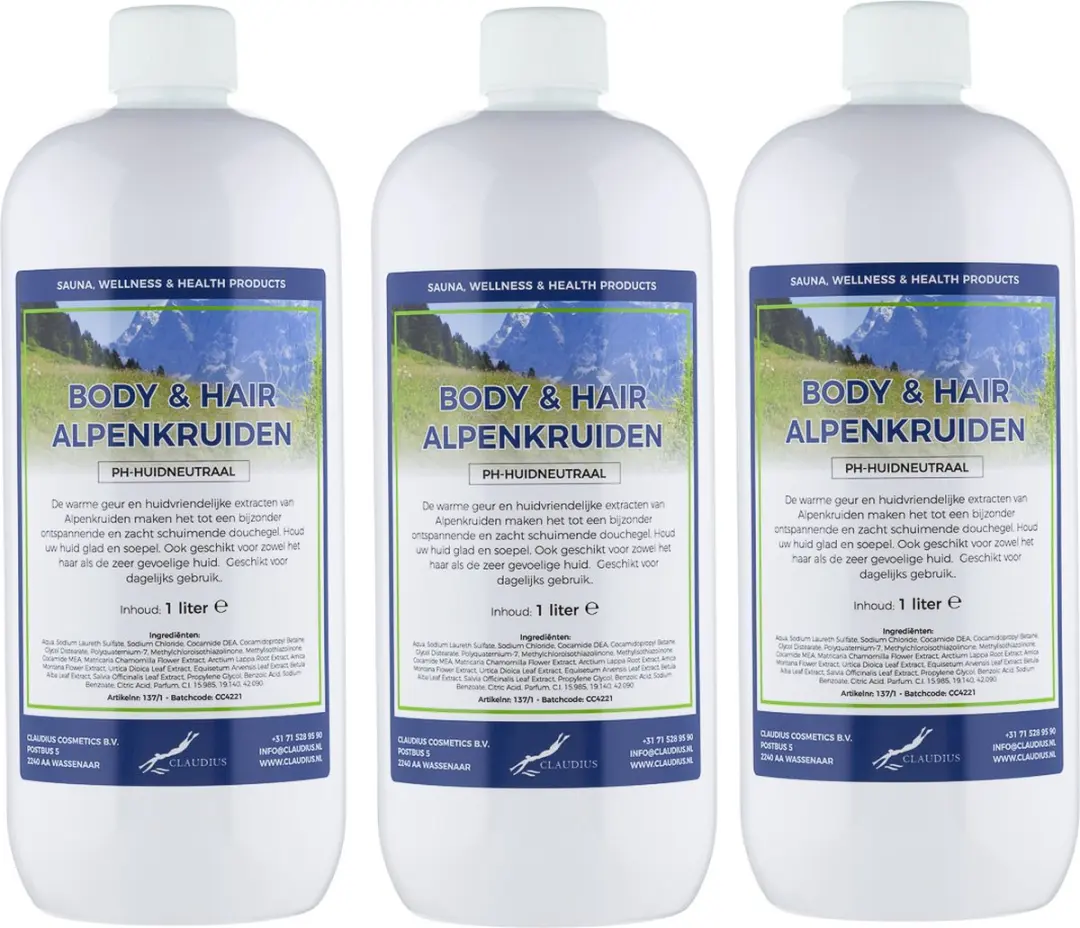 Splashbox Cosmetics Alpenkruiden 2-in-1 Douchegel Haarwas 3x1L