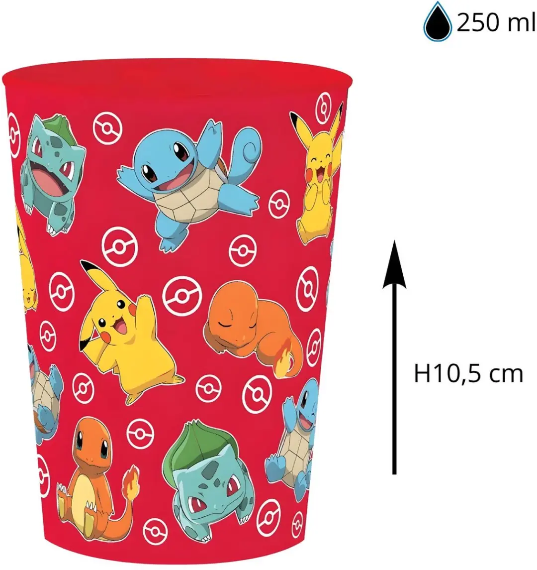 Pokémon Drinkbekers - 4 Stuks - Steenrood - 250ml