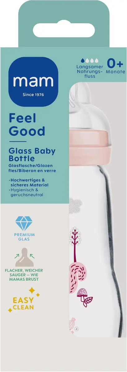 MAM Feel Good Babyfles Glas 260ml - Roze