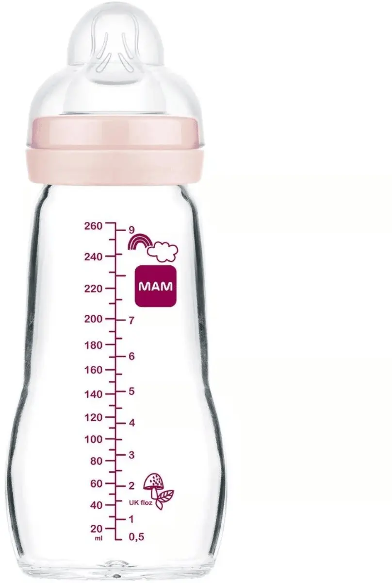 MAM Feel Good Babyfles Glas 260ml - Roze