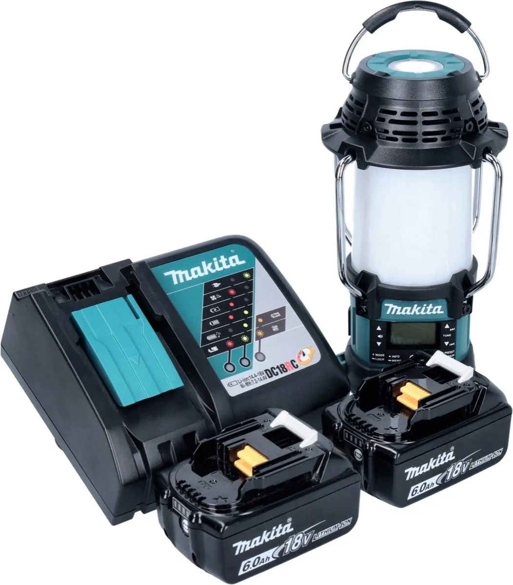 Makita DMR 056 RG Draadloze Radio 18V - 2x Accu 6.0Ah Groen/Zwart - afbeelding 2 van 5