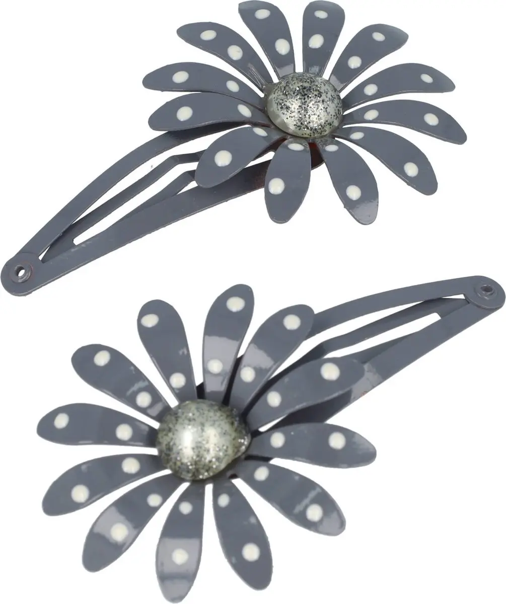 Haarsoires Klikklak Haarspeld 7cm Grijs - Set van 2