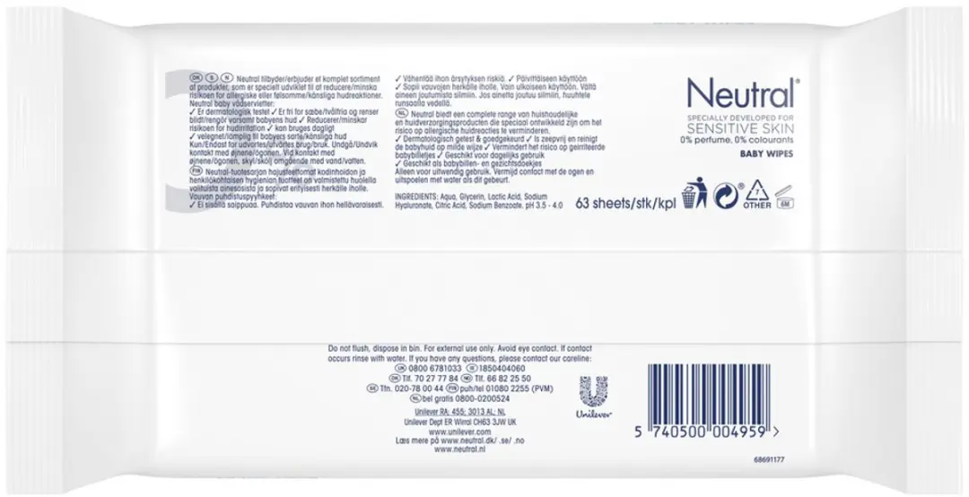 Neutral Billendoekjes Parfumvrij - 52 Stuks