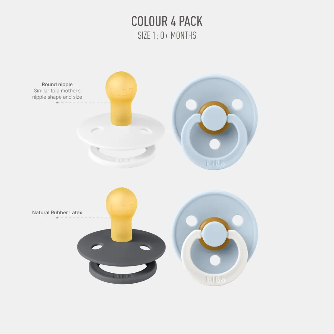 BIBS Colour Speen 0-6 Maanden - 4 Stuks - White Glow Mix