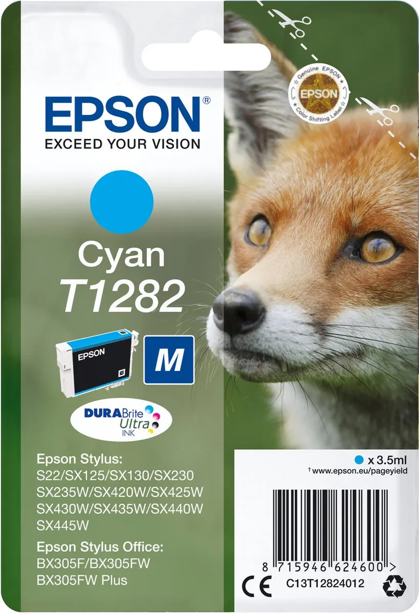 Epson Original C13T12824011 Cyaan Inktcartridge 3.5ml