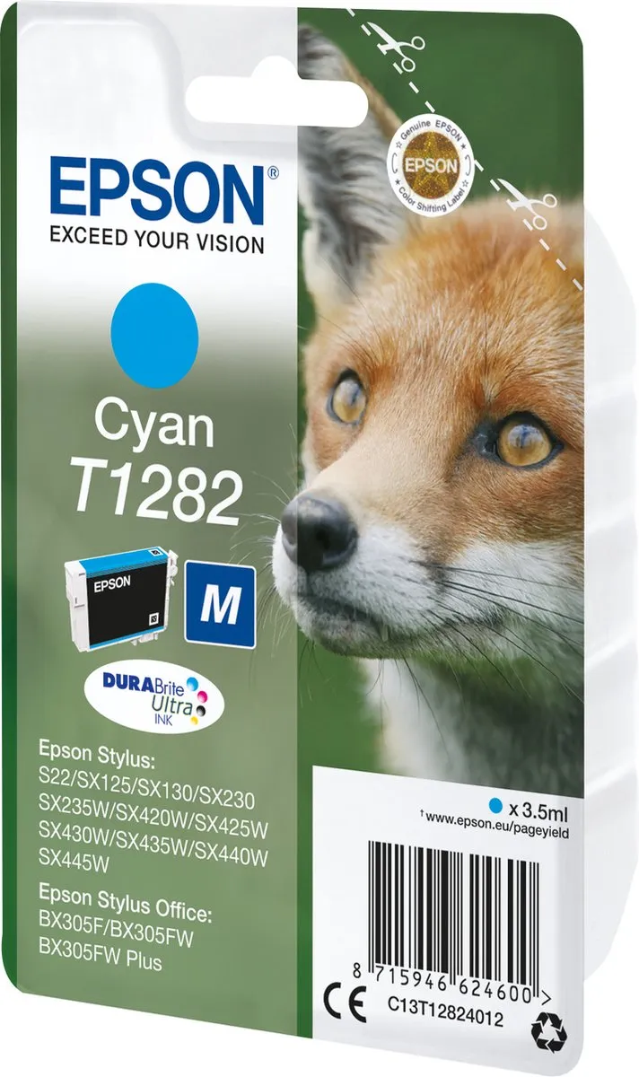 Epson Original C13T12824011 Cyaan Inktcartridge 3.5ml