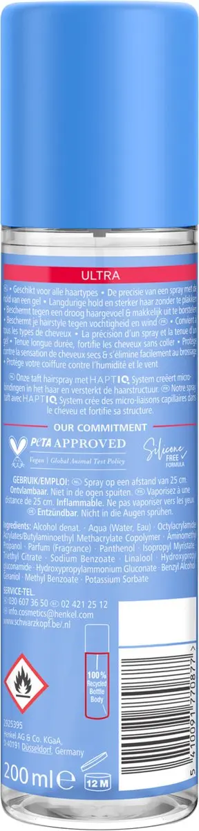 Taft Ultra Gellac Haarspray Sterke Fixatie - 1000ml