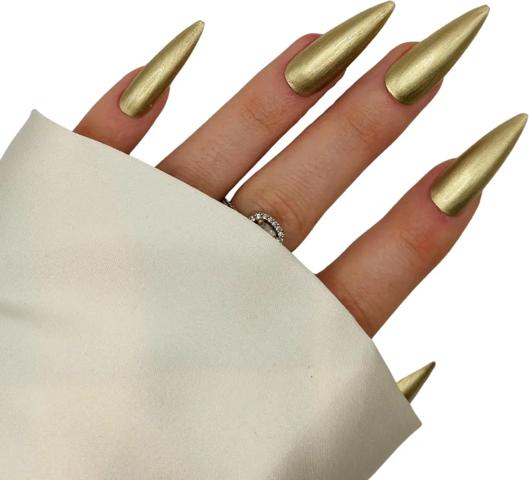 SD Press on Nails B97 XL Stiletto Metallic Goud - 20 Nagels