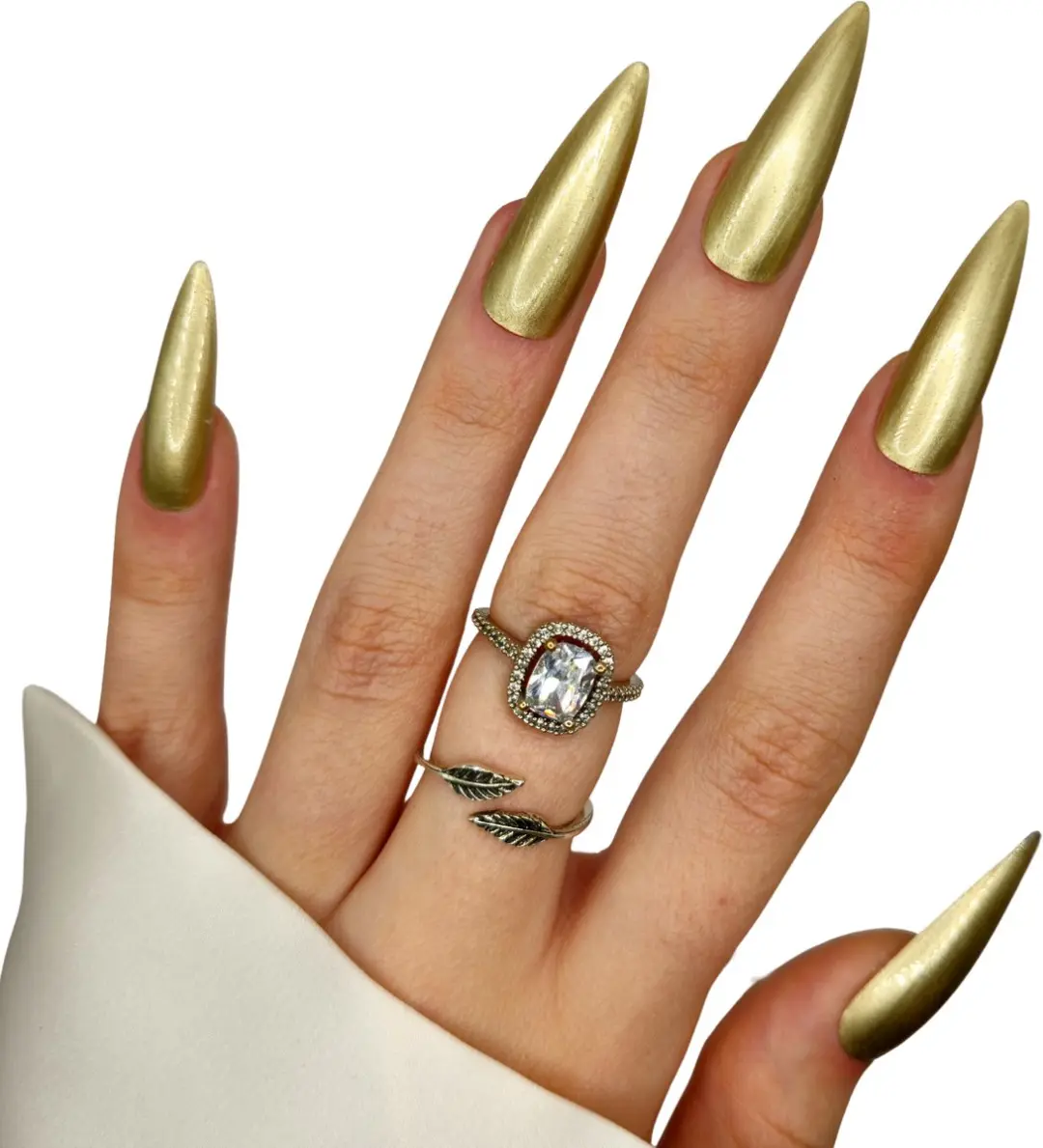 SD Press on Nails B97 XL Stiletto Metallic Goud - 20 Nagels