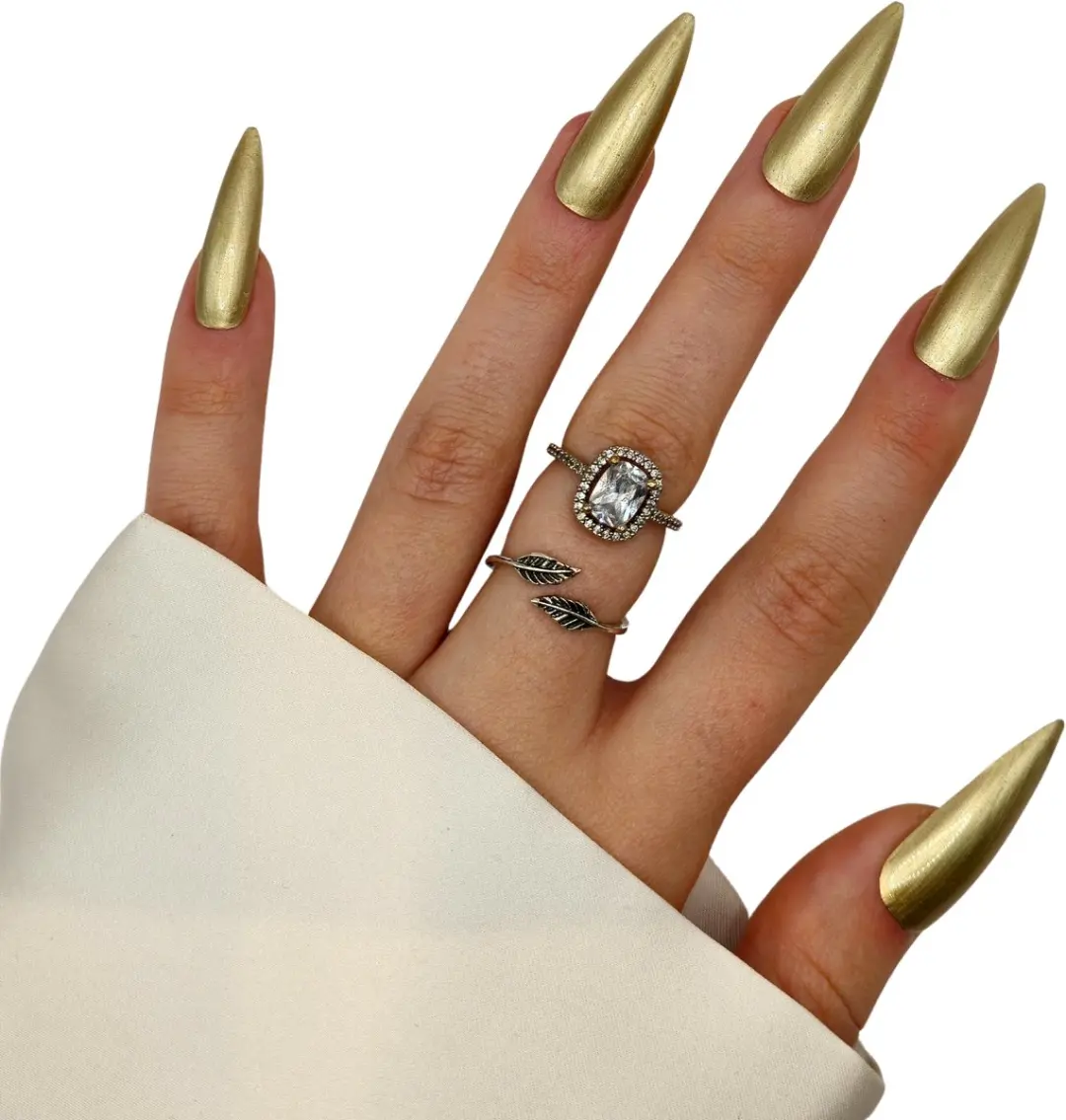 SD Press on Nails B97 XL Stiletto Metallic Goud - 20 Nagels - afbeelding 6 van 6